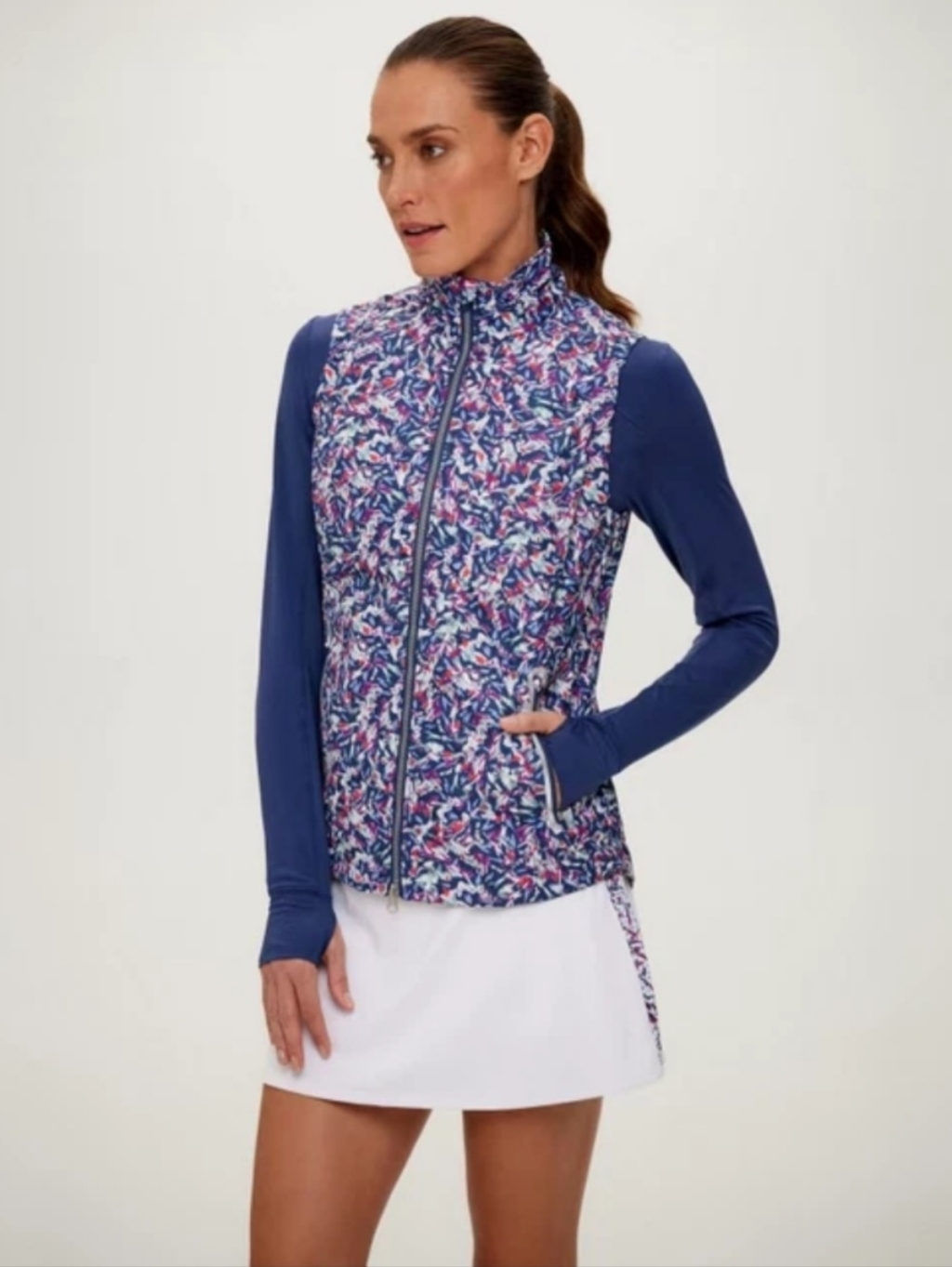 Zero Restriction Purple Multi-Print Womens Wanda Sleeveless Zip Vest